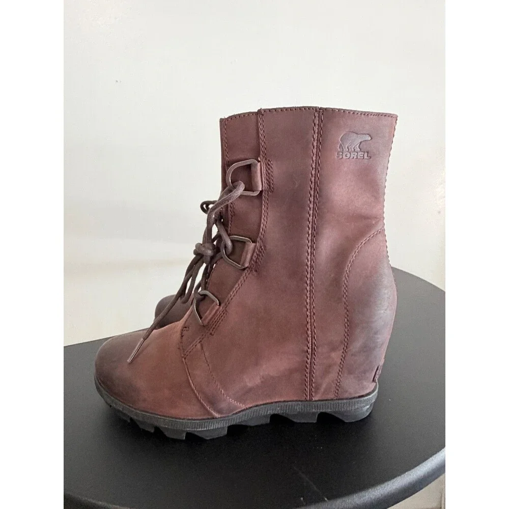 Sorel Joan of Arctic Wedge II Boots Women’s 9.5 Brown Leather NL3018-010 Lace Up